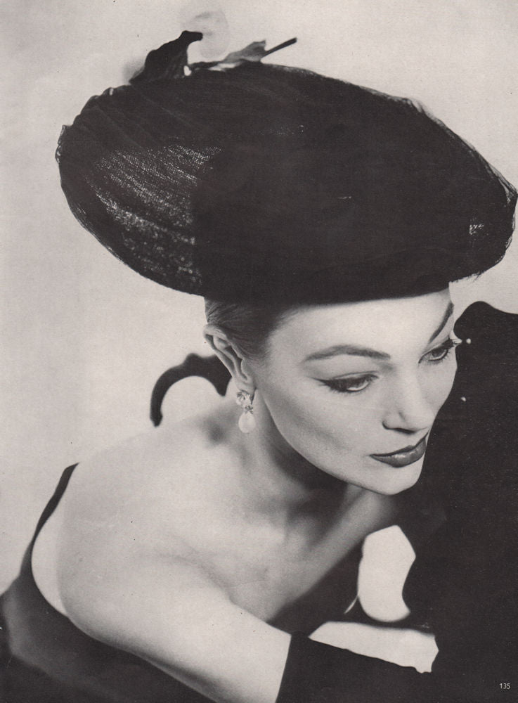 Women's fashion. Hat.. BRITISH VOGUE 1955 old vintage print picture